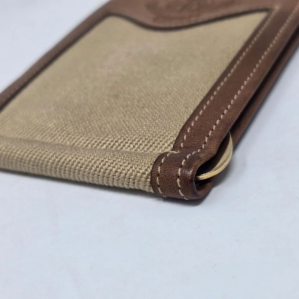 Ghurka Marley Hodgson No 101 Leather Twill Money Clip Wallet Brown Khaki USA